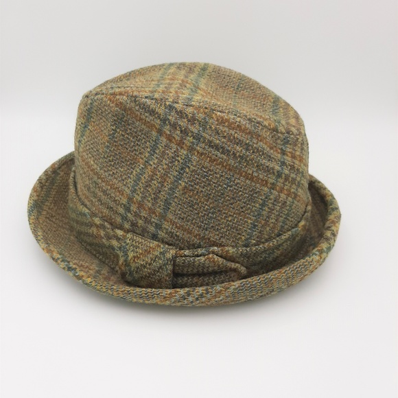 Vintage Classic Wool Herringbone Plaid Trillby Hat - Picture 2 of 6